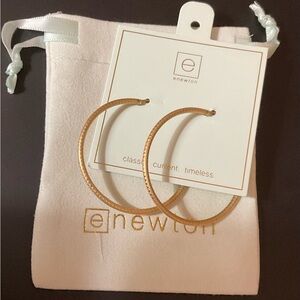 eNewton Gold Textured Hoop Earrings